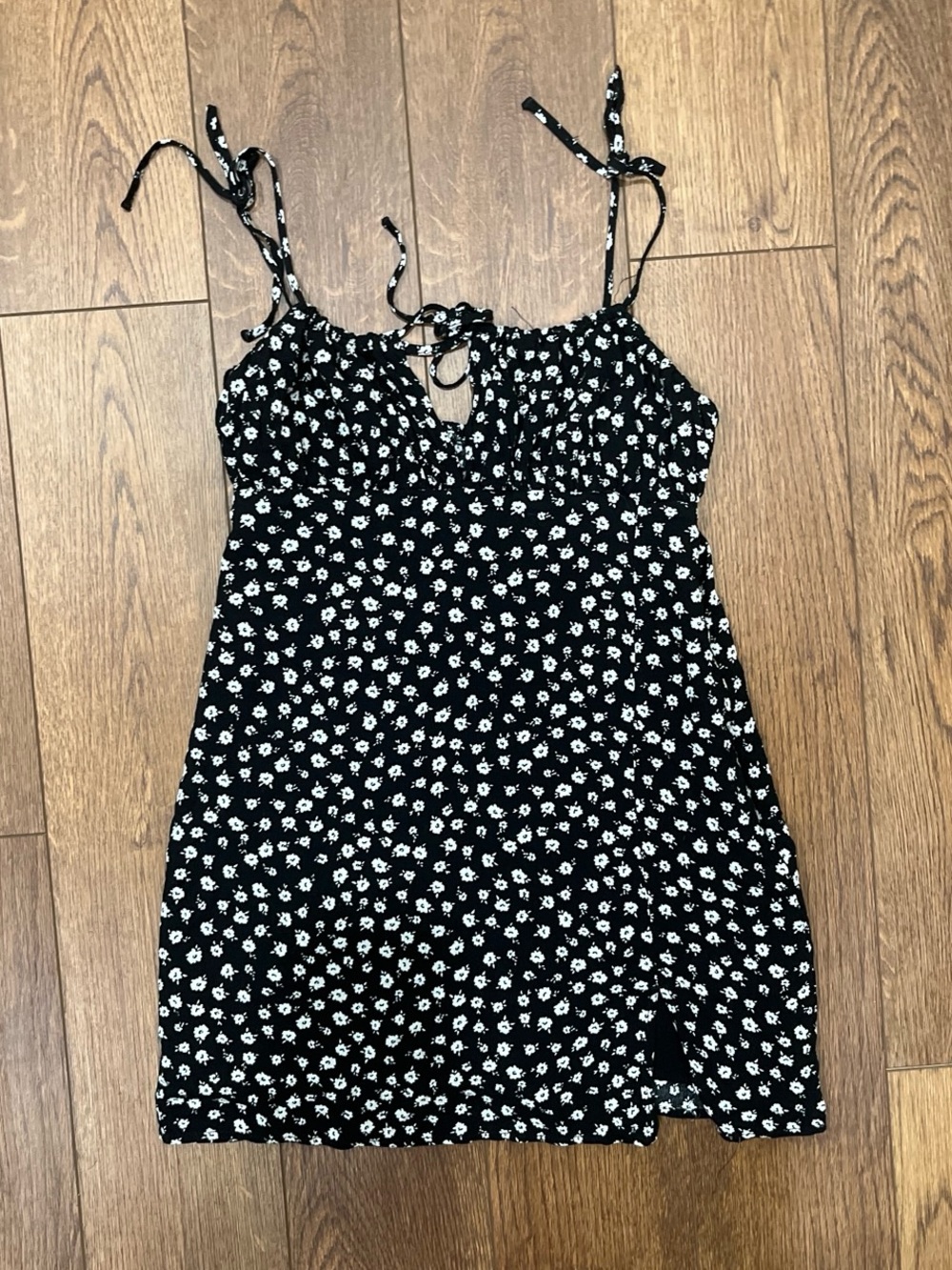 Garage Black Floral Tie-Shoulder Sundress